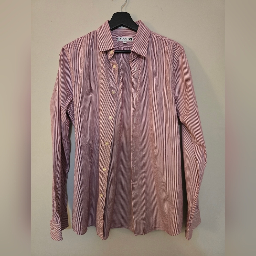 Express Men's Red Button Down Shirt